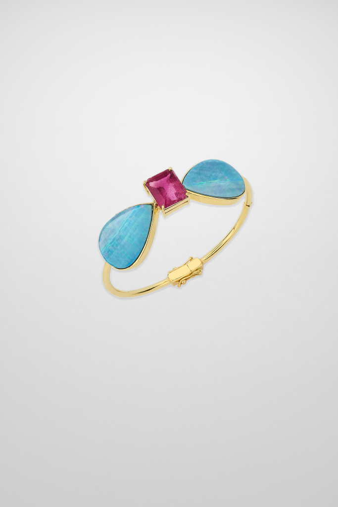 Pulseira Opala com Turmalina Rosa